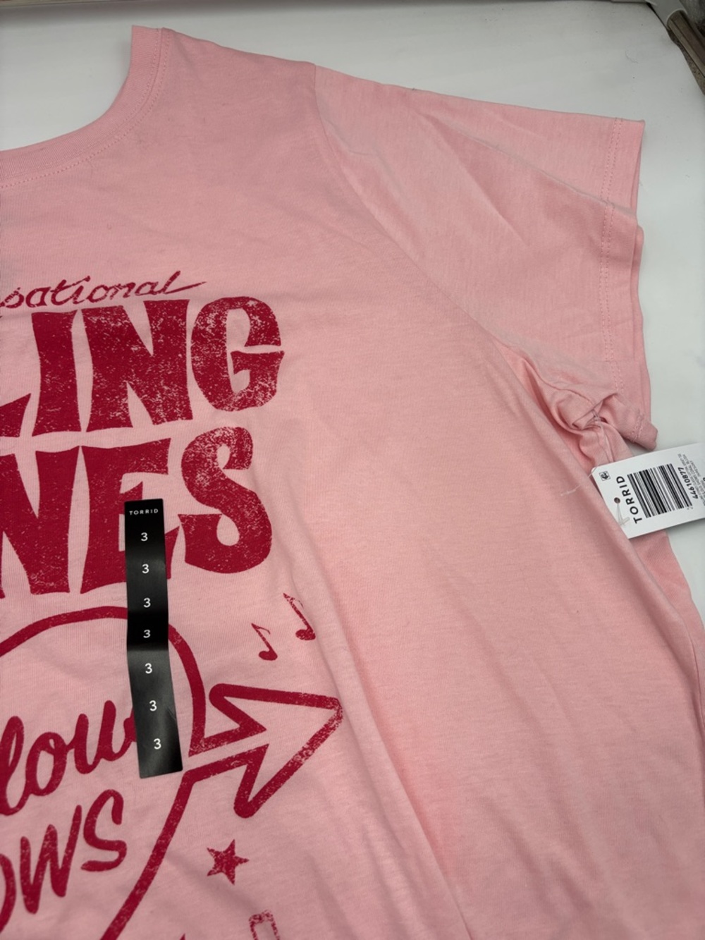 Torrid Rolling Stones Relaxed Cotton Crew Tee in Coral Blush - Picture 2 of 6